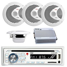 Pyle Bluetooth Marine CD Stereo Receiver, 4x 6.5" 150W Speakers, 4-Ch Amplifier
