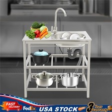 Stainless Steel Kitchen Sink, Freestanding Kitchen Utility Sink with Faucet