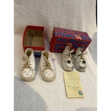 2 Pair Set of Vintage 60s Buster Brown Baby Toddler Leather Shoes Size 3E  5E C