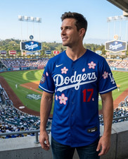 Shohei Ohtani LA Dodgers 17 Sakura Blue Tokyo Series Jersey Mens SIZE S