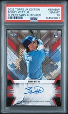2022 Topps Uk Edition Bobby Witt Jr. Superstars RC Auto-Red /5 PSA 10 Pop 1