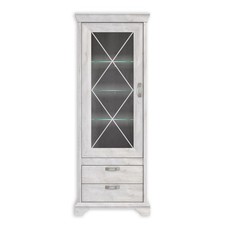 Vitrine hoch - Pinie weiß - 2 Schubkästen