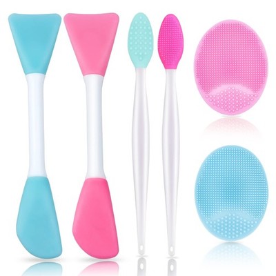6pcs Silicone Brush Set, 2PCS Silicone Applicator Brush, 2PCS Exfoliating Lip...