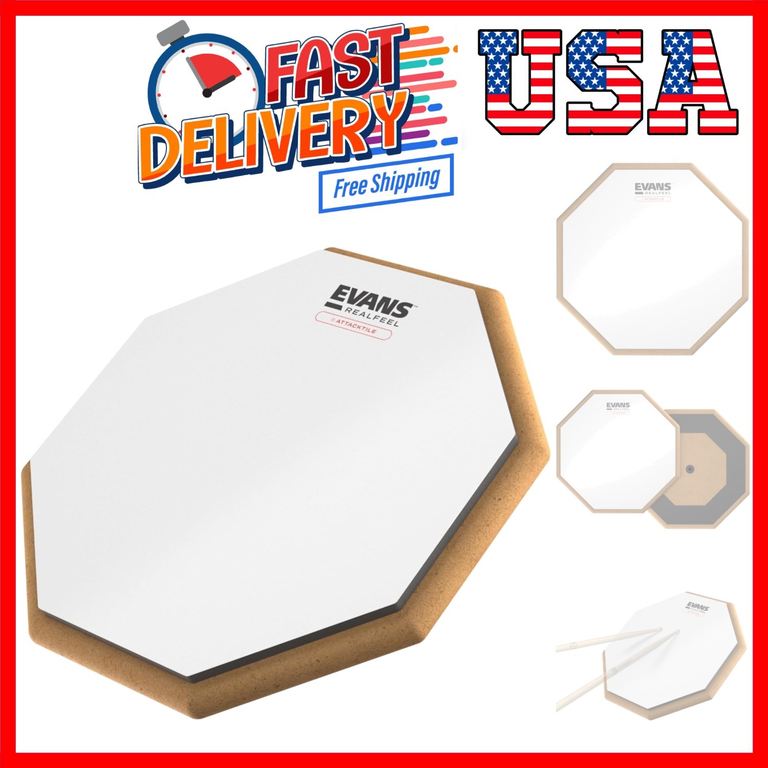 Durable 10-inch RealFeel Drum Practice Pad - Enhancing Skills Made in the USA