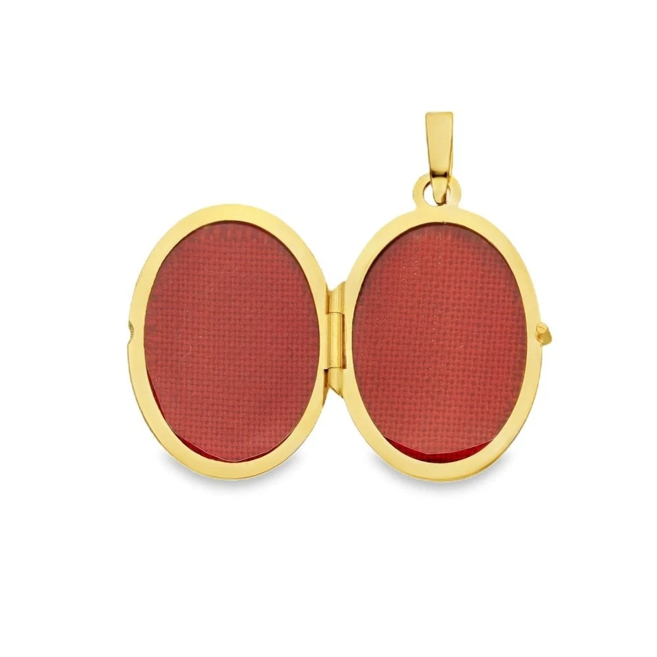 9ct Yellow & White Gold Flower Engraved Oval Locket - 16x23x4mm - Image 4 of 4