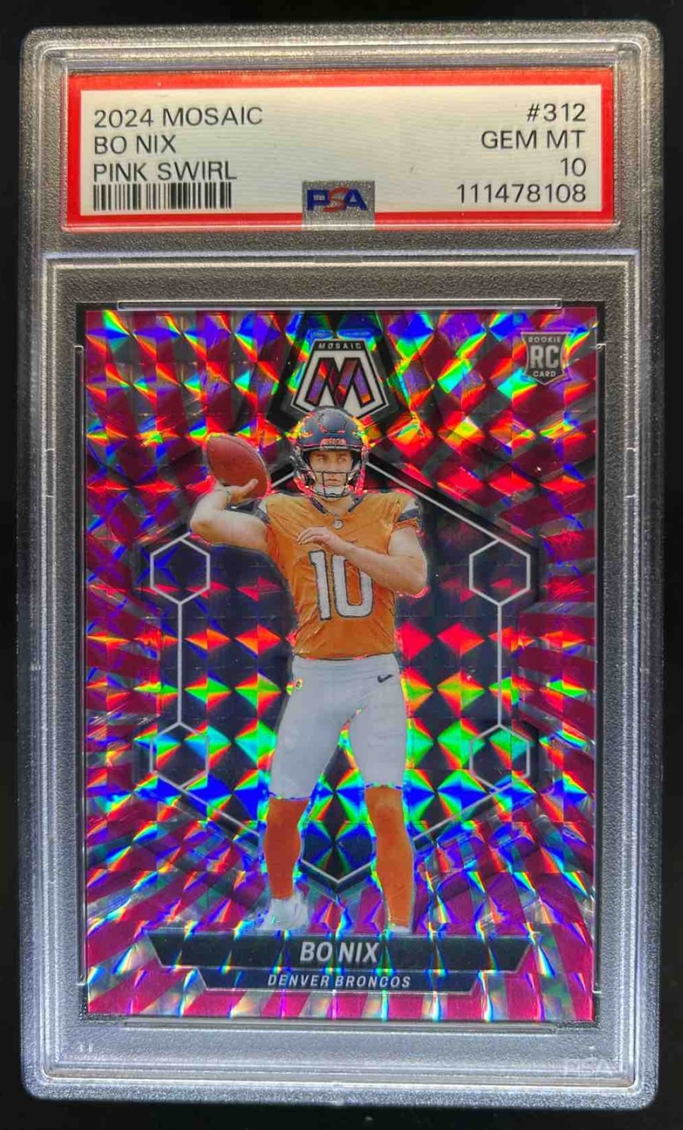Bo Nix Panini Mosaic #312 Pink Swirl