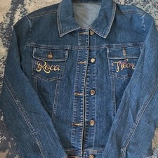 Rocawear Blue Embroidered Button Denim Jacket Men's XL Short Casual