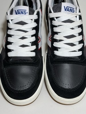 Vans Lowland ComfyCush Sneakers Mens 9.5 Black White Red Retro Low Top