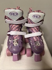 Roller Derby Girls Adjustable Quad Skates Unicorn Size 12-2 Pink Purple Wheels