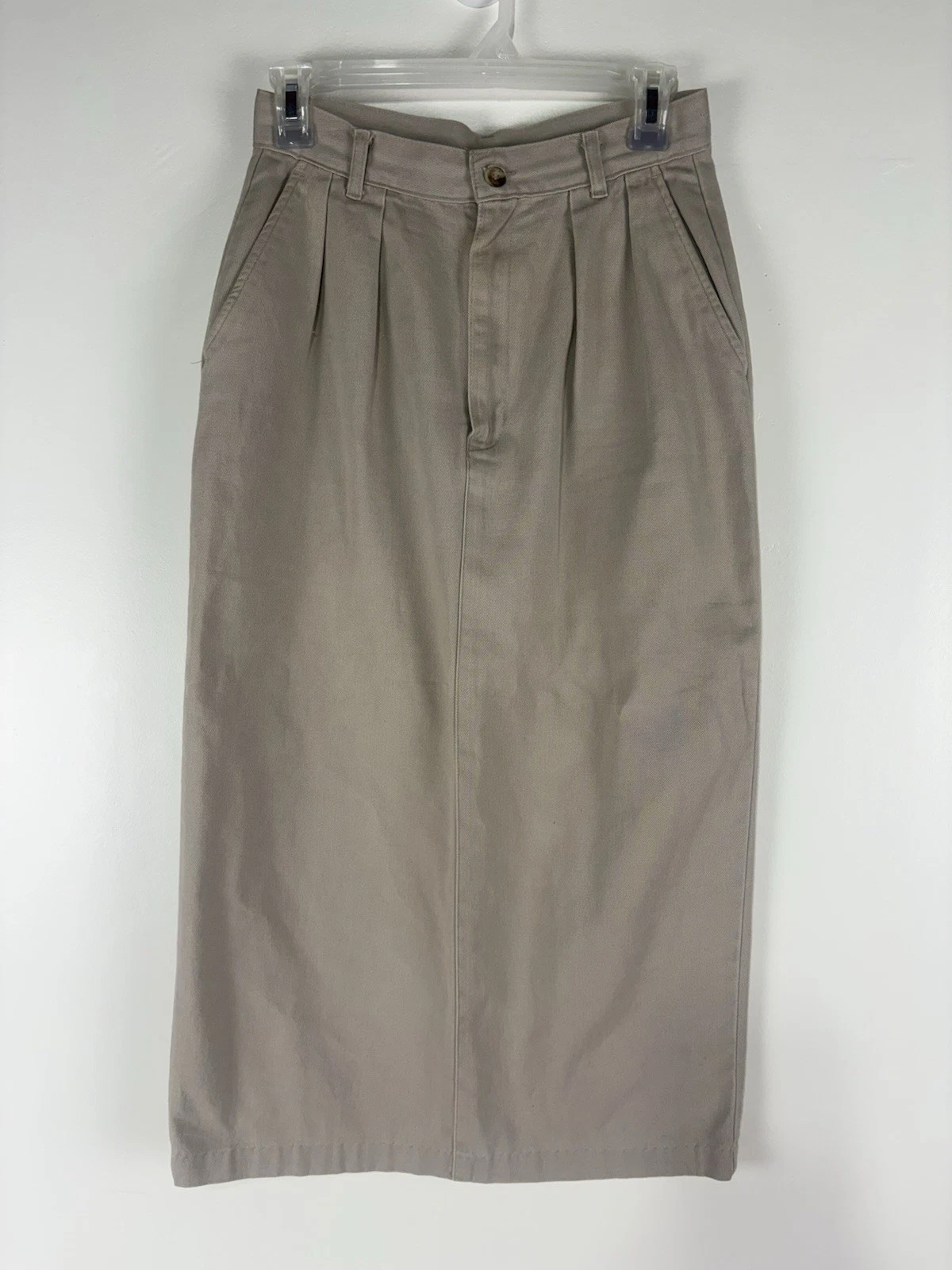 Vintage Duckhead Khaki Pleated Maxi Skirt Womens Size 9Jrs
