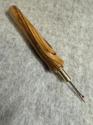 Hand carved BETHLEHEM OLIVE Wood seam ripper sewing tool 24k gold finish