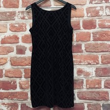 WHBM Dress Womens Small Black Velvet Velour Diamond Burnout Career Evening