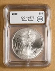 2000 American Eagle Silver Dollar ICG MS70