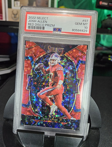2022 Panini Select Josh Allen Red Disco Prizm Concourse #97 /49 PSA 10 GEM Bills