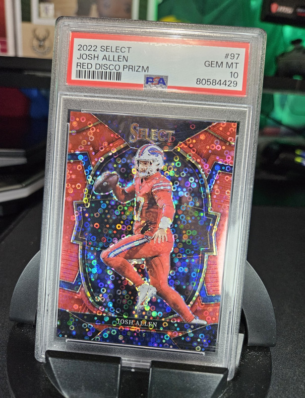 2022 Panini Select Josh Allen Red Disco Prizm Concourse #97 /49 PSA 10 GEM Bills