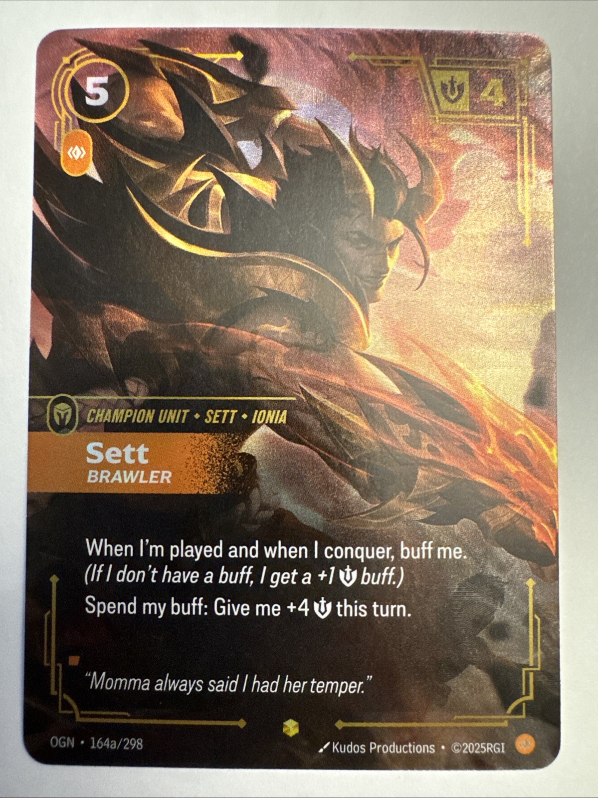 RiftBound Origins Sett Brawler TCG 164a/298 Foil League Of Legends
