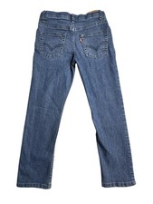 Levis Straight Jeans Boys 7 Blue Medium Wash Adjustable Waist Stretch Denim