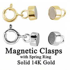Solid 14K Gold Quality Magnetic Necklace Chain Clasp with Spring Ring 4.5mm