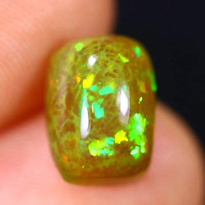 2.65 ct GEM Quality Ethiopian Welo Opal Cushion Cut Rare Confetti Pattern   