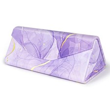 Sunglasses Case, Foldable Glasses Case, Magnetic PU Leather Dream Purple 1 Pcs