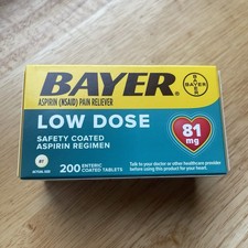 NIB Bayer Aspirin Regimen 81mg Low-Dose Enteric-Coated Tablets 200 ct. EXP 3/27
