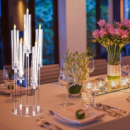 BARYDAT 4PCS ACRYLIC CANDELABRA CENTERPIECES CLEAR CANDLE HOLDER - CLEAR