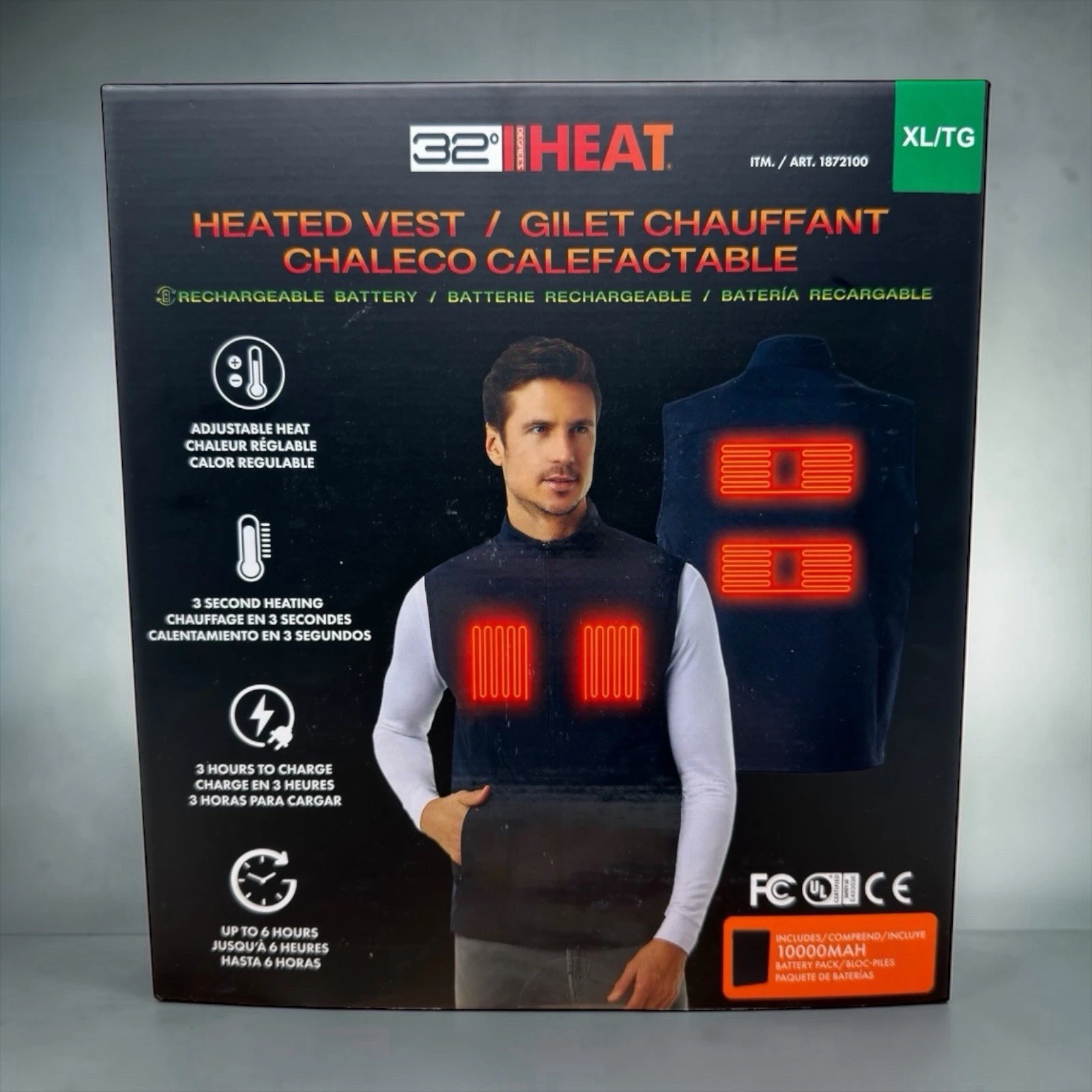 32 Degrees Rechargeable Heated Vest X-Large 6 HR Rechargeable Battery