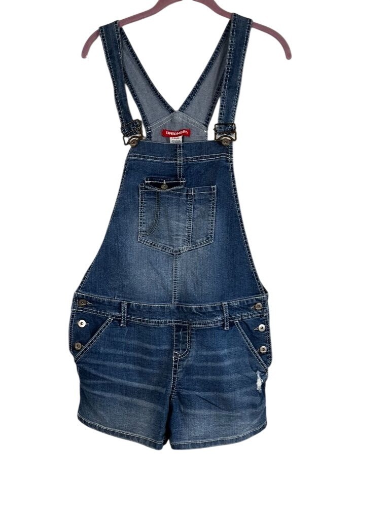 Retro Denim Jean Overalls Blue L Y2K Western Boho Indie Festival