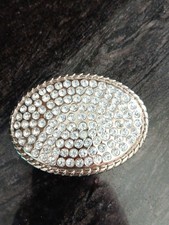Oval Rhinestone Statement Belt Buckle