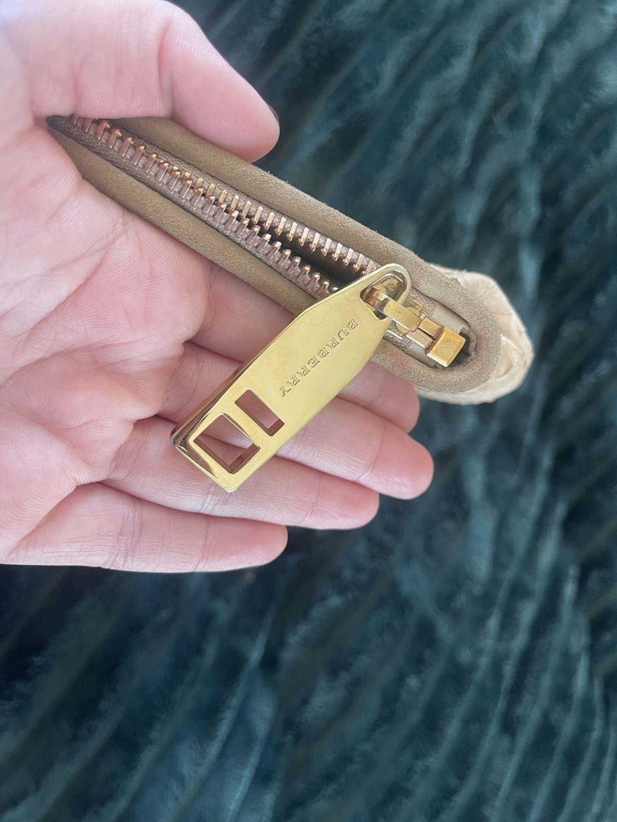 Authentic python snakeskin beige clutch, gold har… - image 9