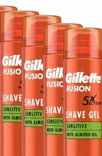 Gillette Fusion5 Ultra Sensitive Shaving Gel 6 x 200ml Mens Comfort Grooming 13.24 per litre