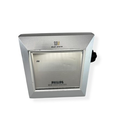 Philips AJ3230 Elegant AM/FM Clock Radio Silver Dual Alarm Bedside Tabletop
