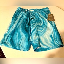 B4 ALL Teal Wave Marble Boy s Board Short Swimming Trunks Size 14