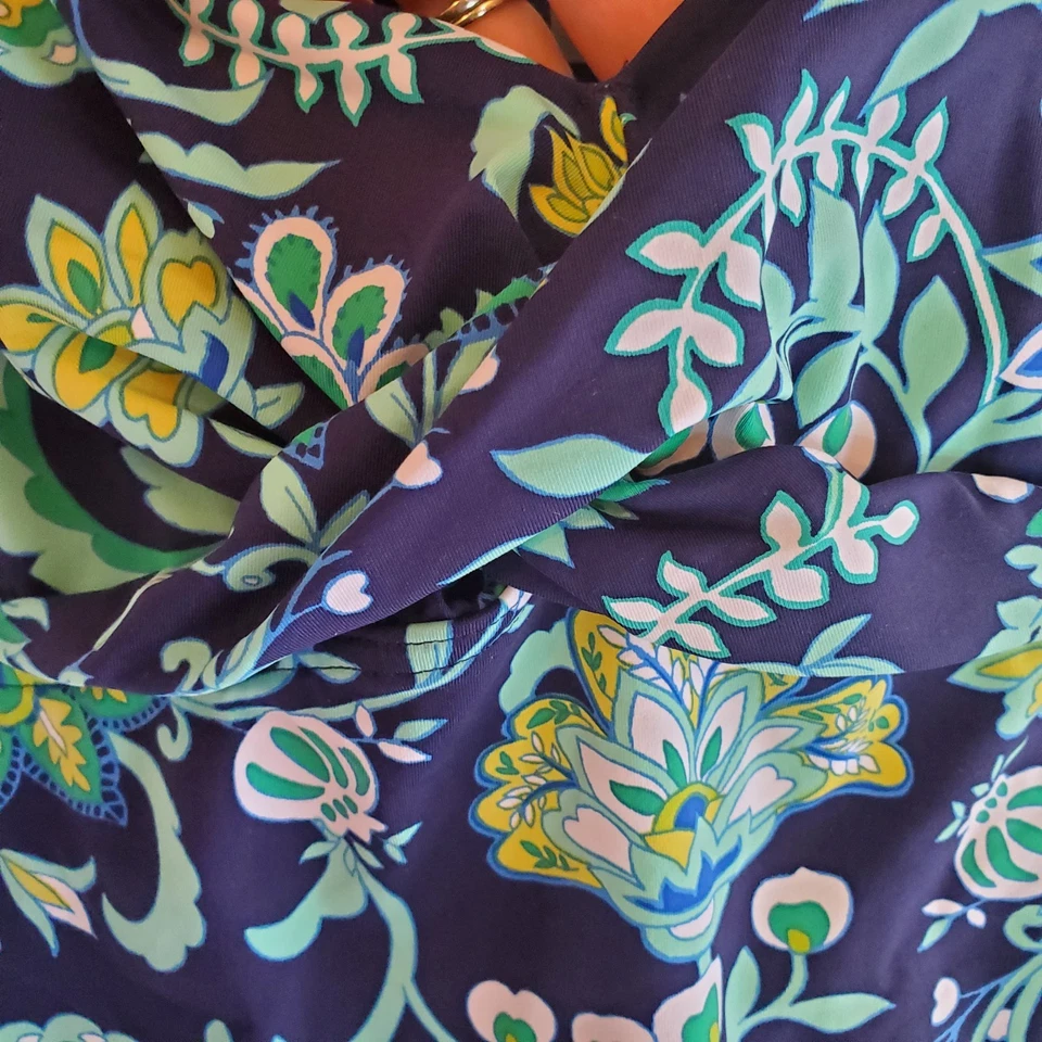 Lands End Blue Green Floral Paisley Tankini Top Underwire Size 12 - Image 3 of 4