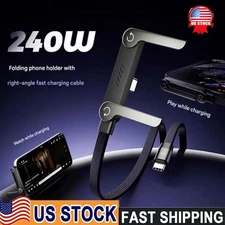 2-in-1 Invisible Holder Charger Cable–240W Fast Charging Cord with Phone Stand
