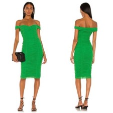 Majorelle Tabitha Midi Dress Size XS Green Ruched Bodycon Cocktail Wedding