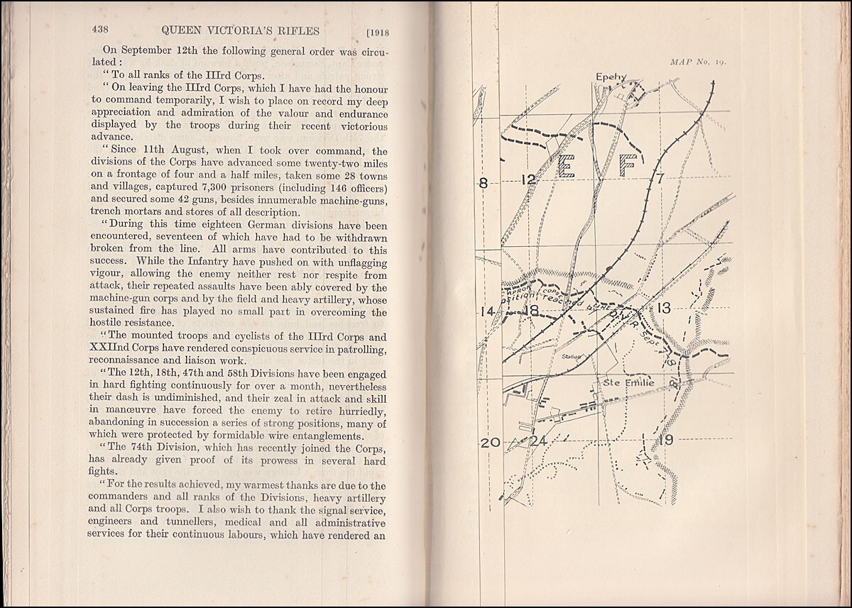 Keeson The HISTORY & RECORDS of QUEEN VICTORIA'S RIFLES 1792-1922 Ypres Somme &c