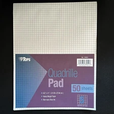 TOPS Quadrille Pads 5 Squares/Inch 8 1/2 x 11 White 50 Sheets 33051 school