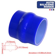 2.75" 70mm ID Straight Silicone Hose Coupler, High Temp 3-Ply Reinforced Blue 