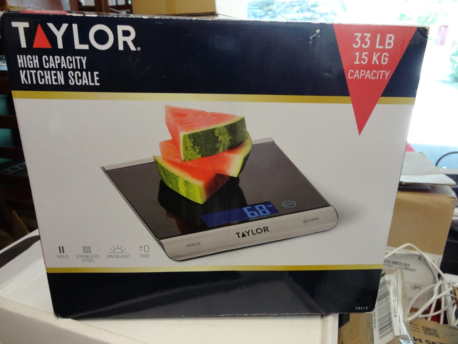 Taylor High-Capacity 33 lb Digital Kitchen Scale and Food Scale, With Batteries