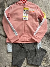 PUMA KIDS 3 PIECE SET Pink HOODIE WITH White T-SHIRT GRAY LEGGINGS SIZE 5, New
