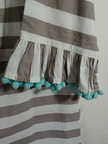 Lolly Wolly Doodle Ladies Shirt/Tunic, Sz M, Ruffle Sleeve w/Pom Poms, Striped. - Picture 4 of 5