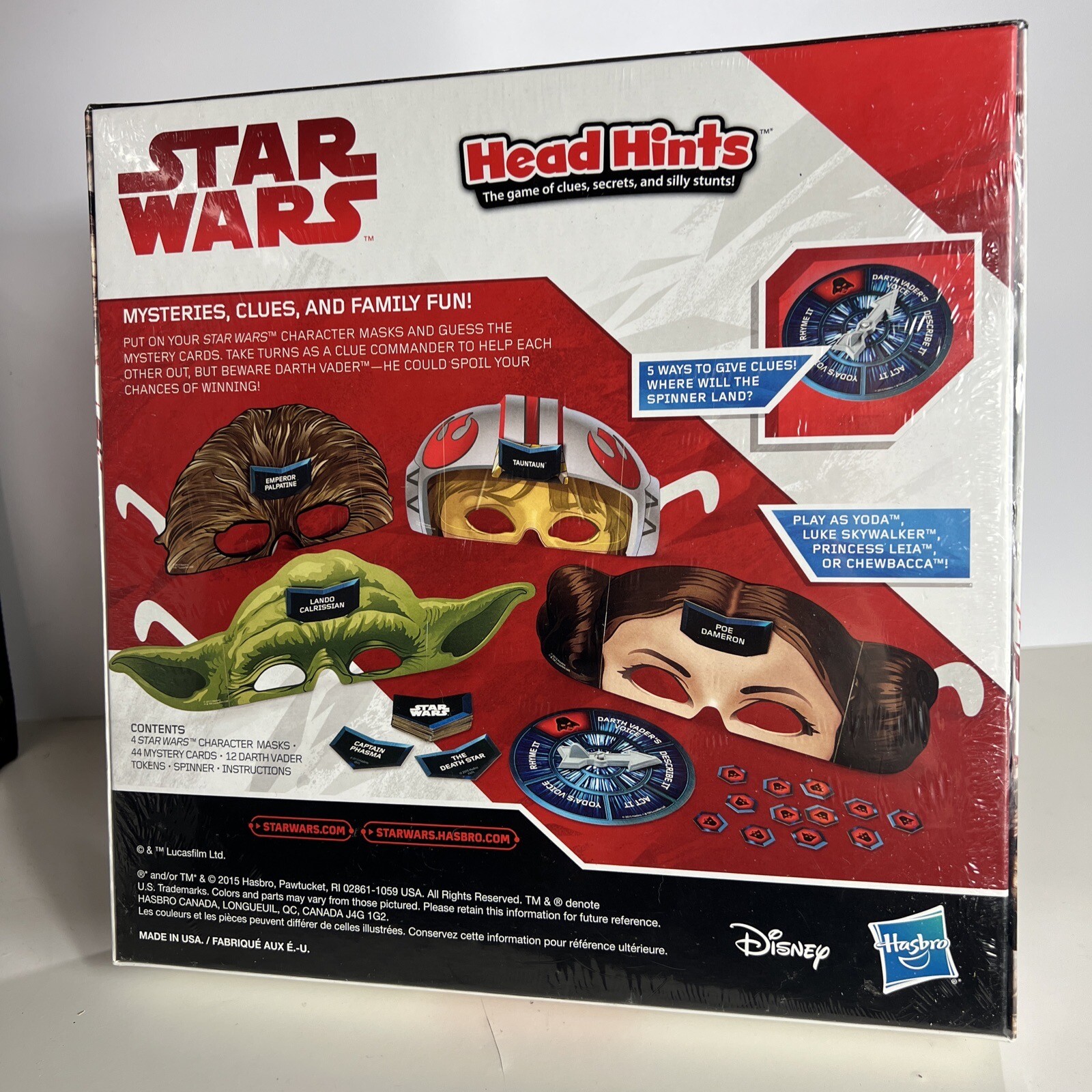  Star Wars Head Hints Board Game, Rare From 2015 Hasbro/Disney Brand New
