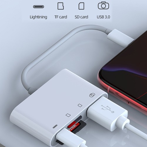 4 in1 USB to Card Reader Adapter USB Camera Micro SD Memory Slot for iPhone iPad - Picture 11 of 12