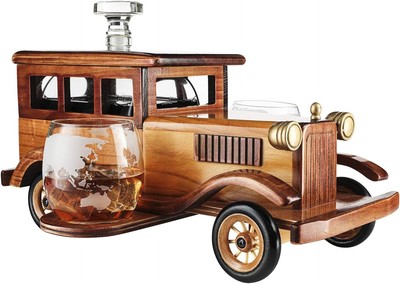 Elegant 750ml Vintage Car Whiskey Decanter Set with Tumblers - Limited Edition
