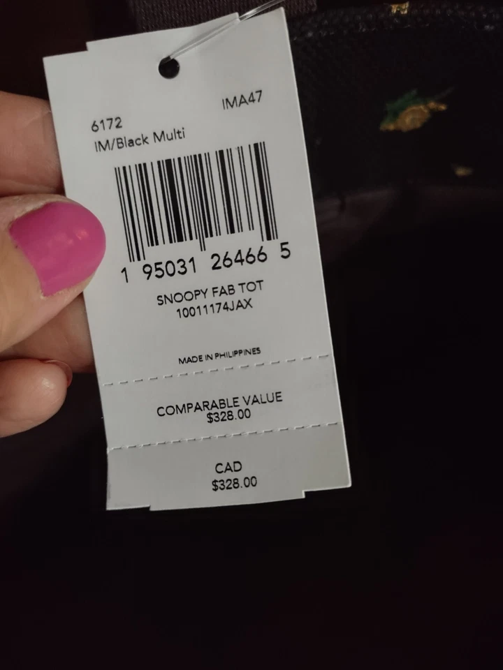 NWT Coach Peanuts Snoopy Woodstock Fab Tote Black Floral Apple 6172 NEW  RARE!! - Image 4 of 4