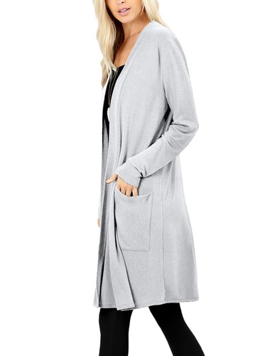 NE PEOPLE Damen Basic Langarm vorne offen lässig Taschen Cardigan NEUJ1440 - Bild 23 von 125