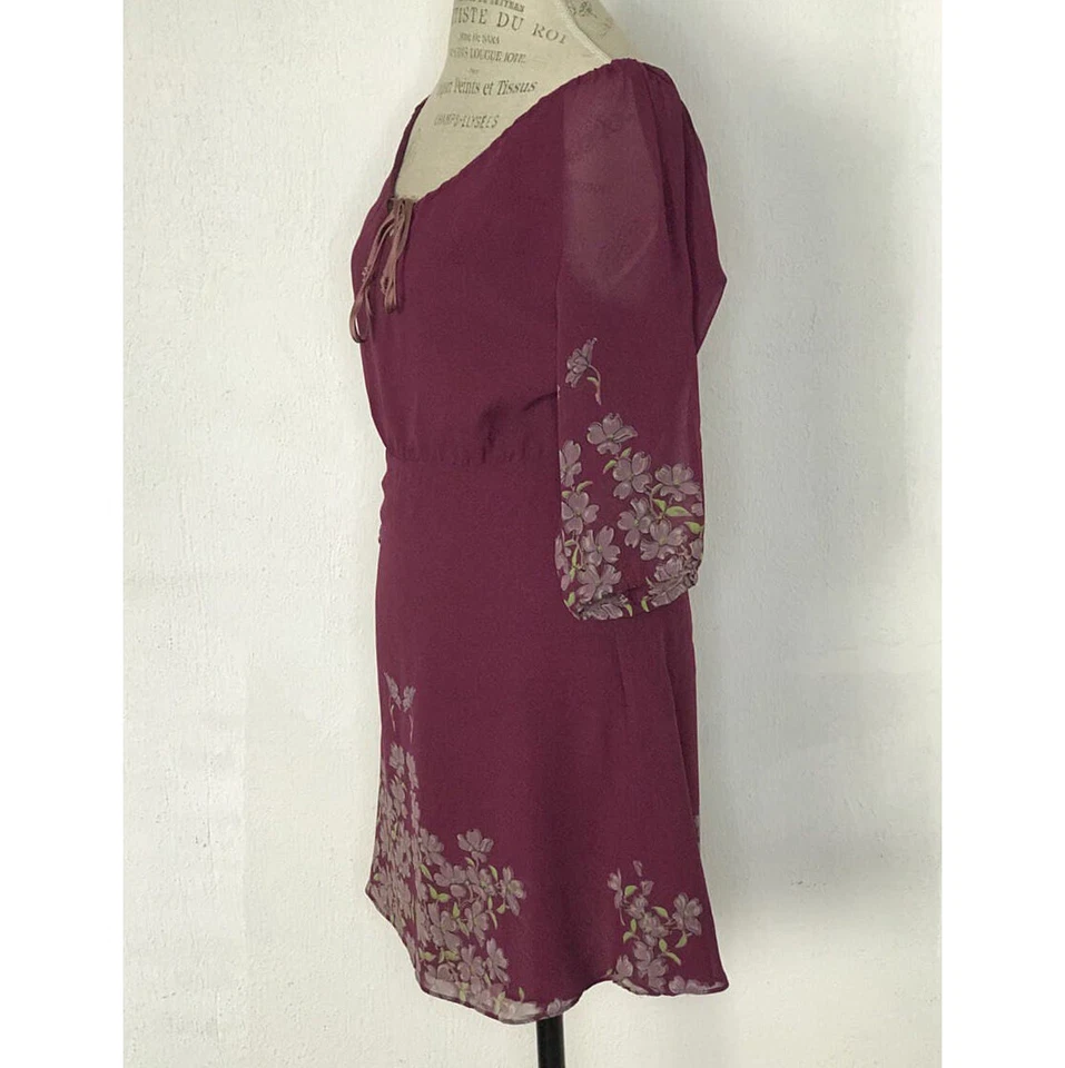 Olga Kapustina Floral Purple Silk Shift Dress Size 2 - Imagem 4 de 4