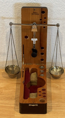 VINTAGE GERMAN SCALE & WEIGHT SET ORIGINAL BOX MADE IN WEST GERMANY INCOMPLETE