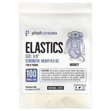 plastcareusa ELASTICS 3/8" Monkey, Heavy Yellow Elastic Bands, 100/Bag